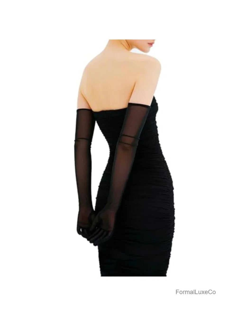 Elbow Length Stretchy Mesh Tulle Gloves for Wedding Bridal Dance Costume